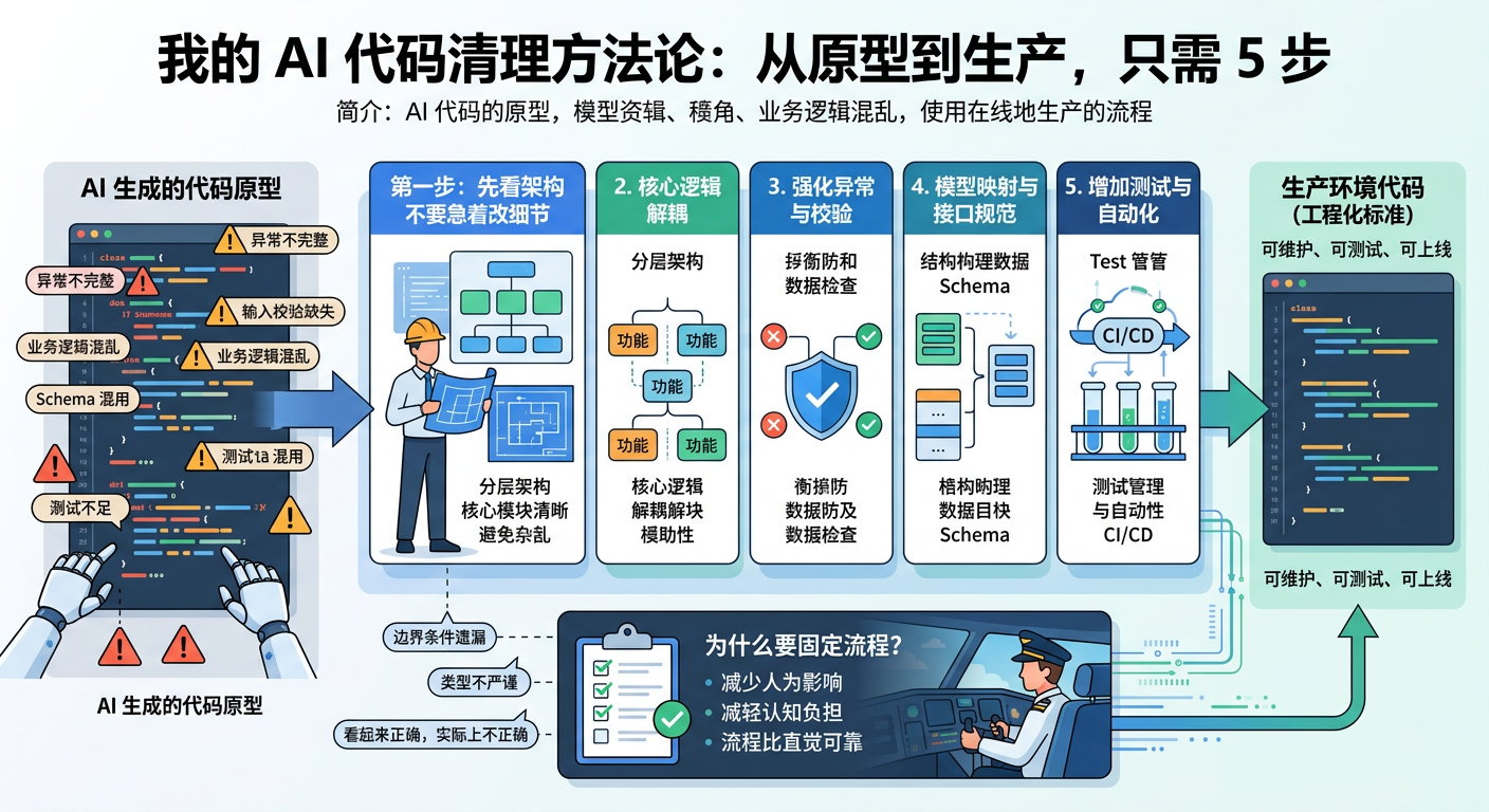 我的 AI 代码清理方法论：从原型到生产，只需 5 步